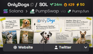 onlydogsolcoin's tweet photo. Boosted 50x on DexScreener https://t.co/fAXmVgT4s4