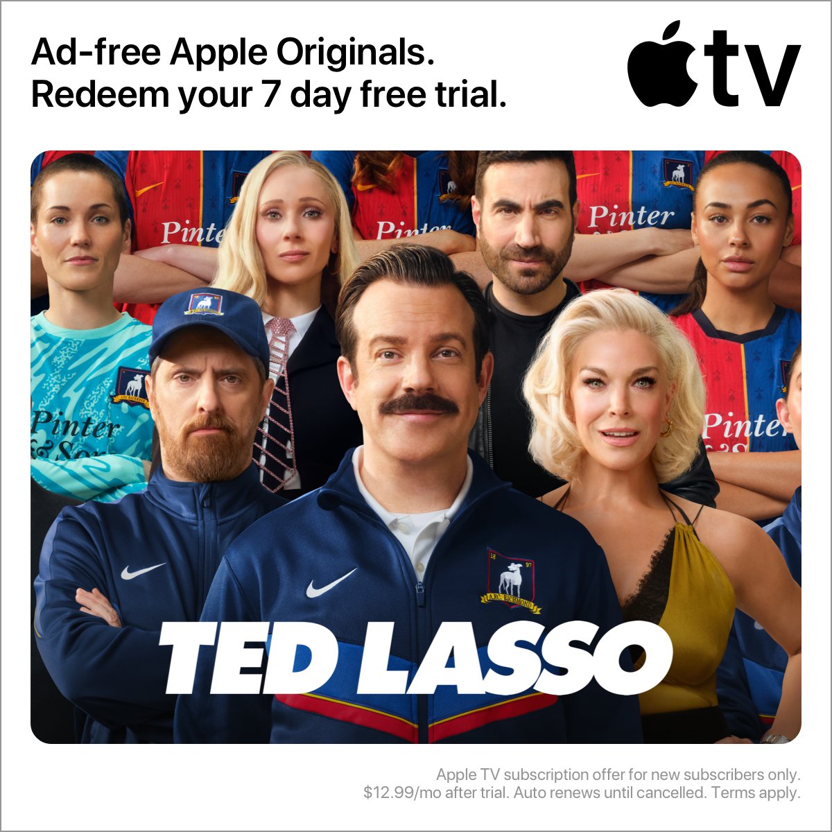 AppleTV's tweet photo. Watch Ted Lasso Season 4, starring Jason Sudeikis on Apple TV.