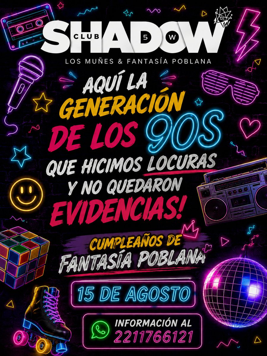 ShadowClubSw's tweet photo. 📼 Antes no había historias, ni reels, ni capturas... ¡Por eso no quedaron evidencias! 😏
🎂 Cumpleaños de @PoblanaFantasia 📅 15 de agosto 
📲 2211766121
🚨 No te quedes fuera, los lugares son limitados.
#ShadowClub #FantasiaPoblana #Karaoke90s #QueValgaLaMalditaPena https://t.co/cUmbGb7y1h