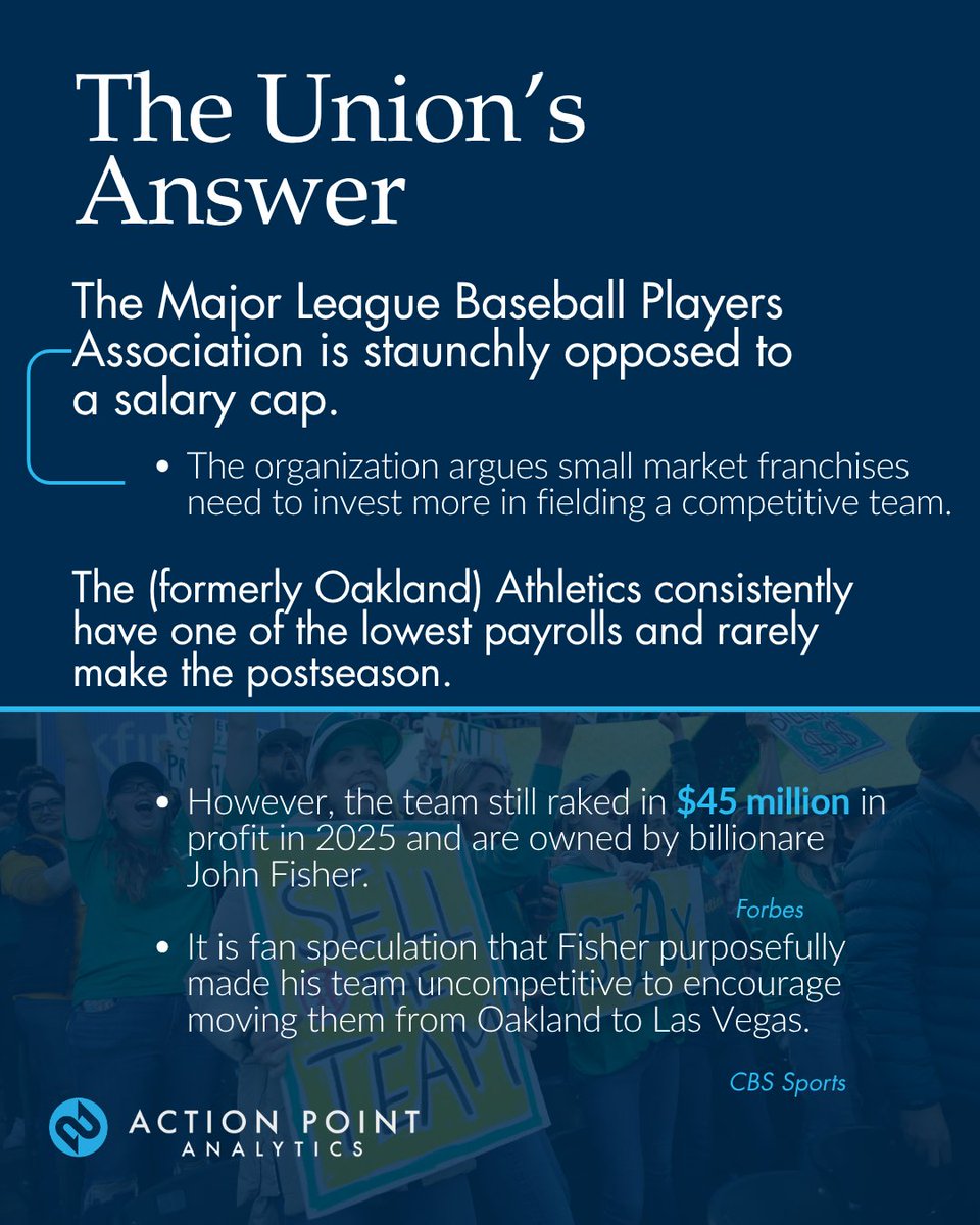 ActionPointC's tweet photo. ⚾ Is Moneyball dead?

MLB’s widening gap between big spenders and small-market clubs has revived the salary-cap debate. Owners want a cap. Players want teams to spend. A 2027 lockout could be the result. 💰🔒

#MLB #Baseball #SalaryCap #MLBPA #MLBLockout https://t.co/bYpLaxz354