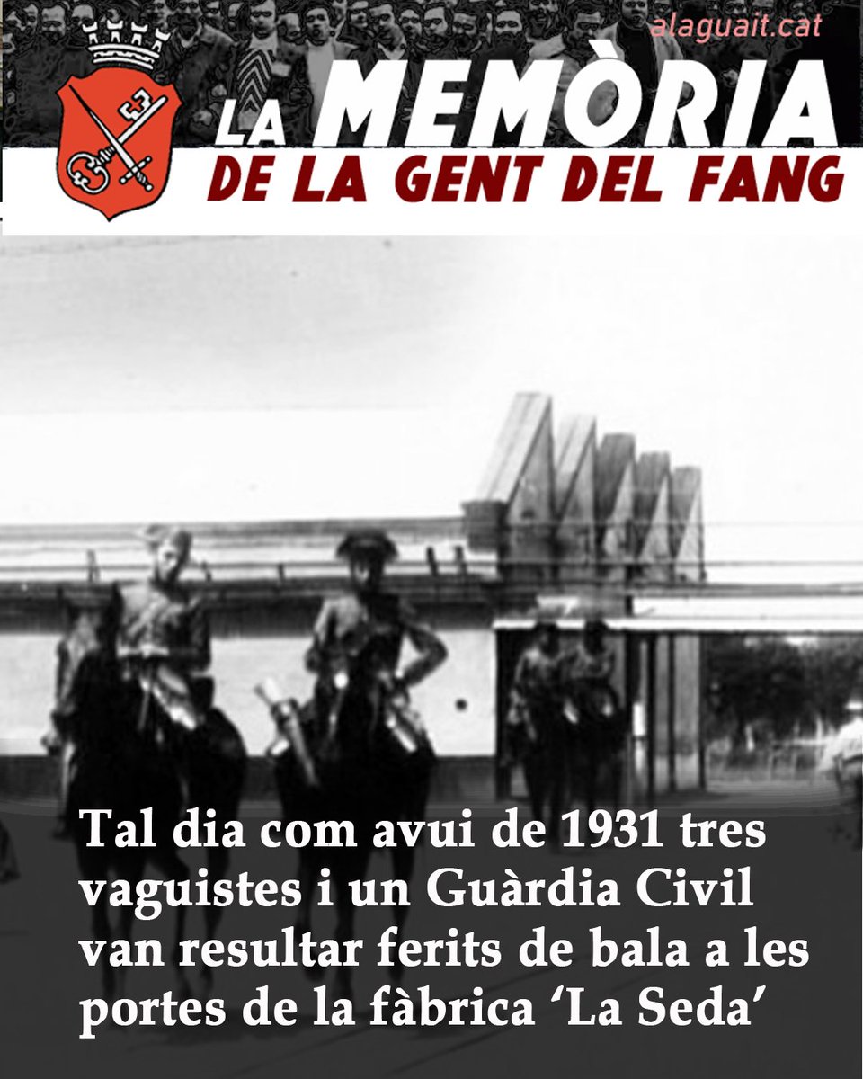 pratllibertari's tweet photo. #TalDiaComAvui de 1931 tres vaguistes i un Guàrdia Civil van resultar ferits de bala a les portes de la fàbrica La Seda en el context de una vaga iniciada tretze dies abans.
🔗 https://t.co/z7Vs6Vj5Ii https://t.co/OwPULqtCsF