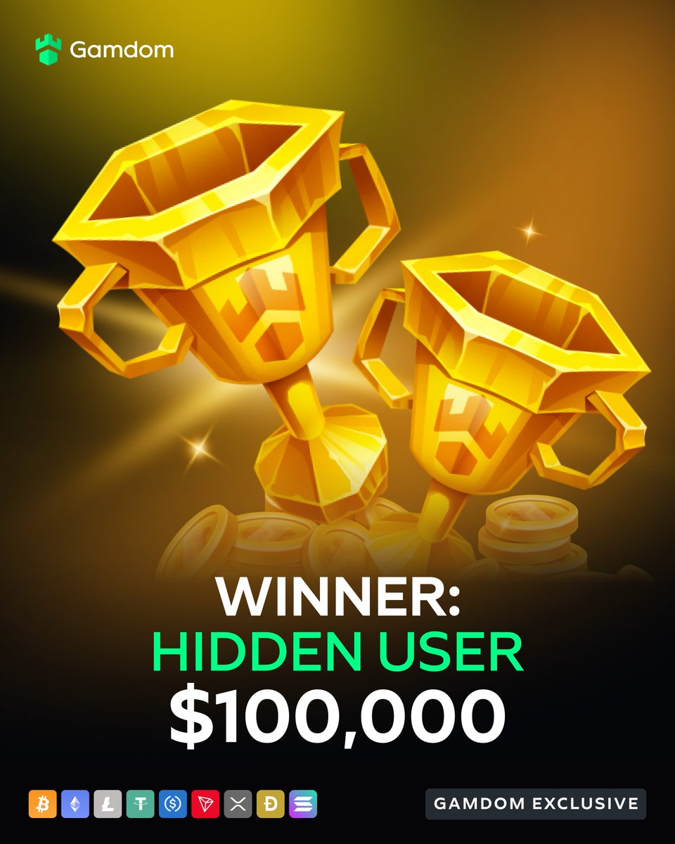 gamdom's tweet photo. 👑 We have a new King of the Hill! 👑

Congratulations to an unknown champion who takes home $100,000! 🎉 https://t.co/r2frNRut50