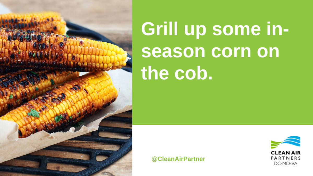 CleanAirPartner's tweet photo. Need an easy, #seasonal side dish for your #LaborDay #BBQ? 

Throw some locally grown corn cobs on the grill! All you need is salt, butter, and your choice of seasonings for a yummy, low-emission side.🌽🧈🧂 #CAPOzoneAction https://t.co/jctSFW06a9