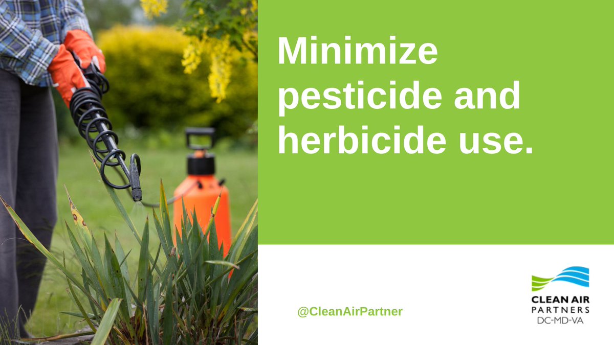 CleanAirPartner's tweet photo. #DYK many pesticides and herbicides release compounds that contribute to ground-level #ozone and worsen #AirQuality?🤢
If you must use them in your yard, spray early in the morning or after the sun goes down to minimize evaporation.👍 #CAPOzoneAction https://t.co/yyOAbNmUNO