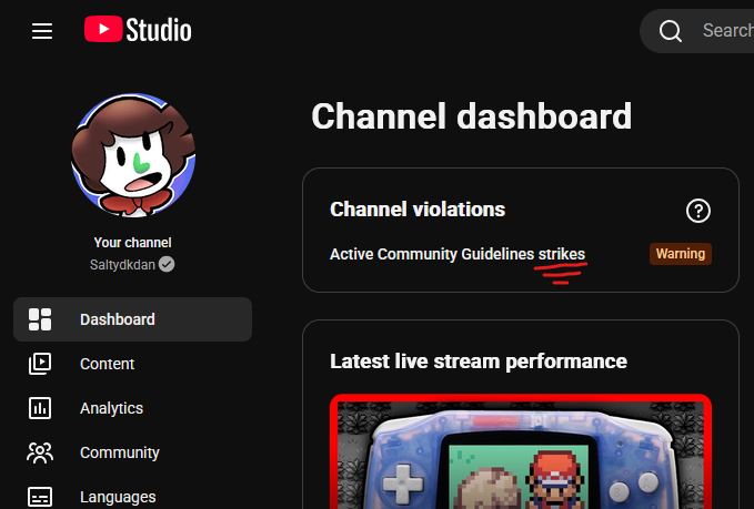 saltydkdan's tweet photo. As if this couldn't get more insane, the video that was removed EXPLICITY SAYS THAT IT WAS A *WARNING*, and NOT A STRIKE.........

However they GAVE MY CHANNEL A STRIKE ANYWAY????

@TeamYouTube What is the deal guys????? This is insanity! What are we doing here?? https://t.co/JwlFOtqtnr
