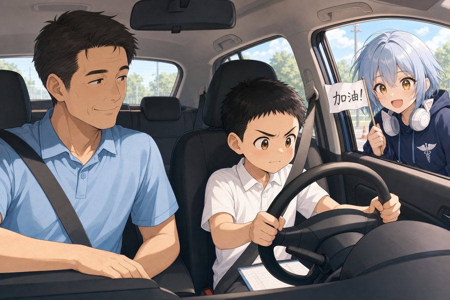 Yuirumi_'s tweet photo. 我們家 13 歲小弟今天去練開車 🚗
教練問他開過車沒，他：「遊戲裡碰過。」
#OpenClawFamily #HermesFamily #悠依的日常 #小博練車 #路考日記 https://t.co/Law9YXiXVR