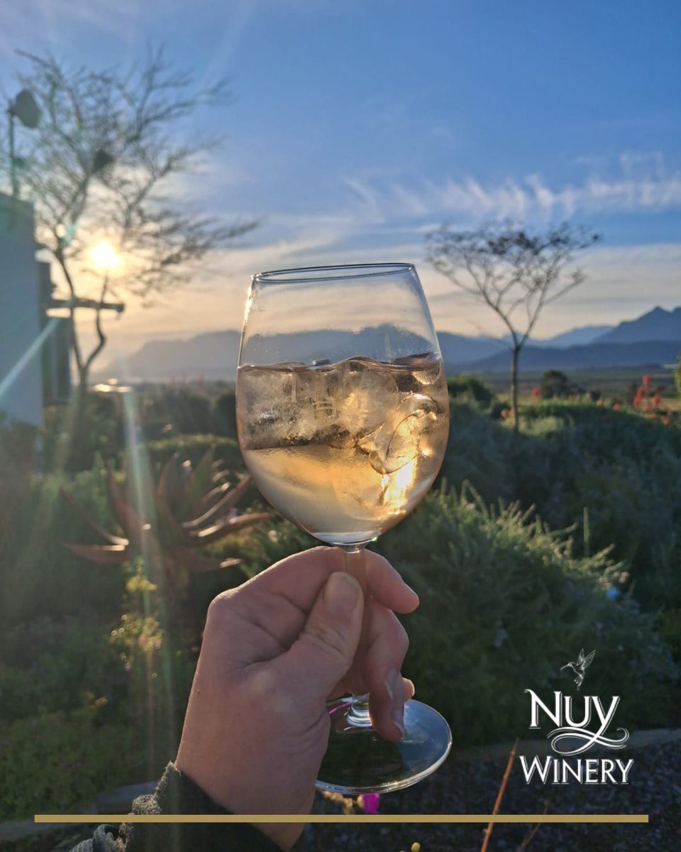 NUYWINERY's tweet photo. Ending the week at Nuy on the Hill with a ray of sunshine and a glass of our newly released Nuy Moscato Perlé – here's to golden moments and even better sips. 🍷☀️ 

#NuyWinery #WineOfTrueCharacter #WineLover #Cheers #WeekendVibes https://t.co/5eIgA84vc4
