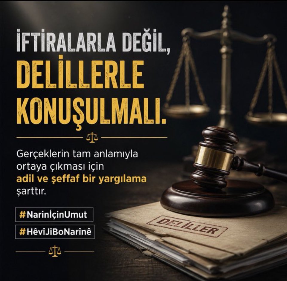 NerdesC64618's tweet photo. Delilsiz konuşmak kolaydır. Peki ya ahirette o sözün hesabını vermek? İşte asıl zor olan budur. #NarinİçinUmut #HêvîJiBoNarînê https://t.co/g2FhkXJUbQ