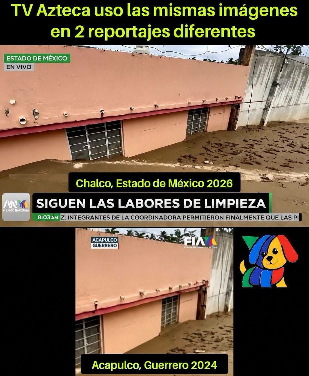 FreddyOliviery's tweet photo. Ya no usa al Chupacabras, pero TV @Azteca nos sigue mintiendo.

Así usa la misma imagen en dos reportajes diferentes, en 2024 y en 2026.

Cortesía de los empleados al servicio de #LaPerritaDeTrump: @galicia_edgar y @danielderosastv https://t.co/6m5H13uMgL