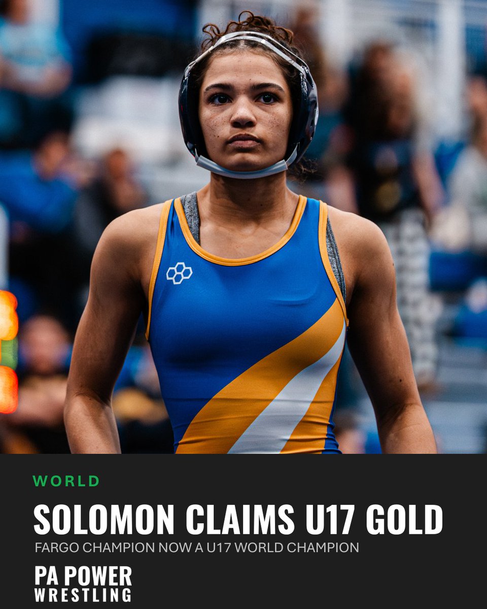 PAPowerWrestle's tweet photo. 🥇 Marlee Solomon's remarkable July is complete.

The @CanonMacSports standout capped off an incredible month by winning the U17 World Championship in Baku, Azerbaijan.

In the span of just a few weeks, Solomon claimed a U20 Pan-American title, a Fargo national championship, and now a U17 World title, cementing herself as one of the nation's premier young wrestlers.

Congratulations to Marlee on an outstanding performance representing Pennsylvania and @USAWrestling. 🇺🇸🌎 #WrestleBaku