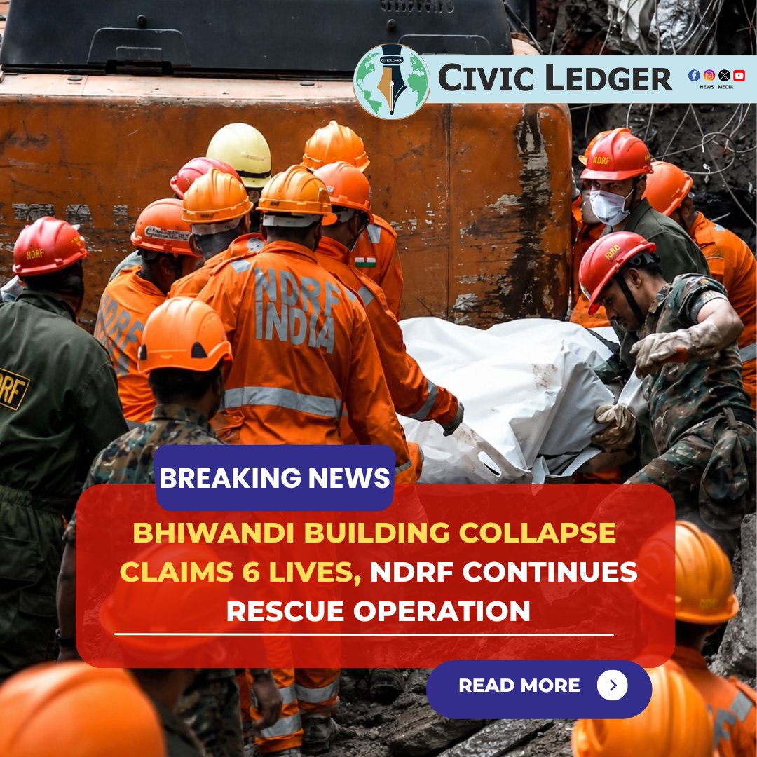 CivicLedger731's tweet photo. BHIWANDI BUILDING COLLAPSE CLAIMS SIX LIVES, NDRF CONTINUES RESCUE OPERATION
#Bhiwandi #BuildingCollapse #NDRF #Maharashtra #IndiaNews https://t.co/x3LYEHHk1m