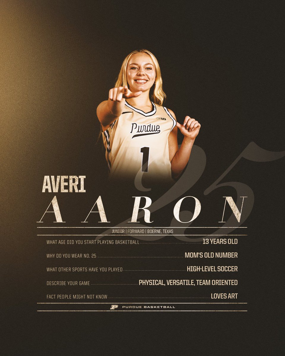 PurdueWBB's tweet photo. Get to know forward Averi Aaron 👇 https://t.co/rtytRpKguI