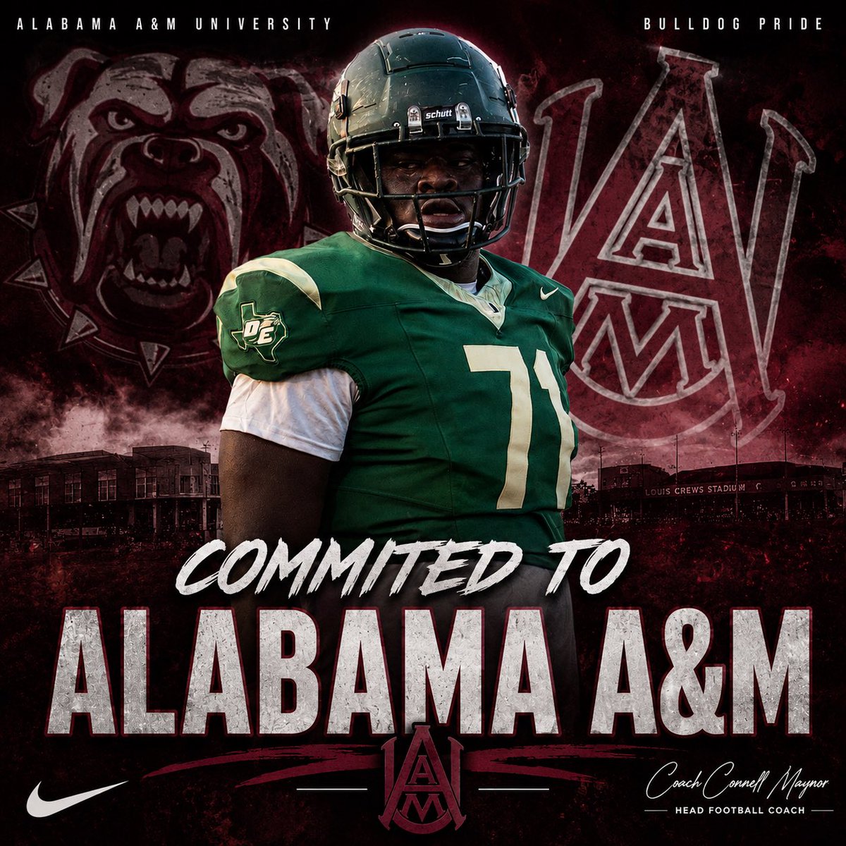 c8ntrell_2027's tweet photo. I am grateful to say I’m committed to Alabama A&amp;M 
@iCoachTheHAWGS 
@FootballDesoto 
@CoachSweeny 
@Coach_Region @Cbowen90 https://t.co/ByjbTpc61y