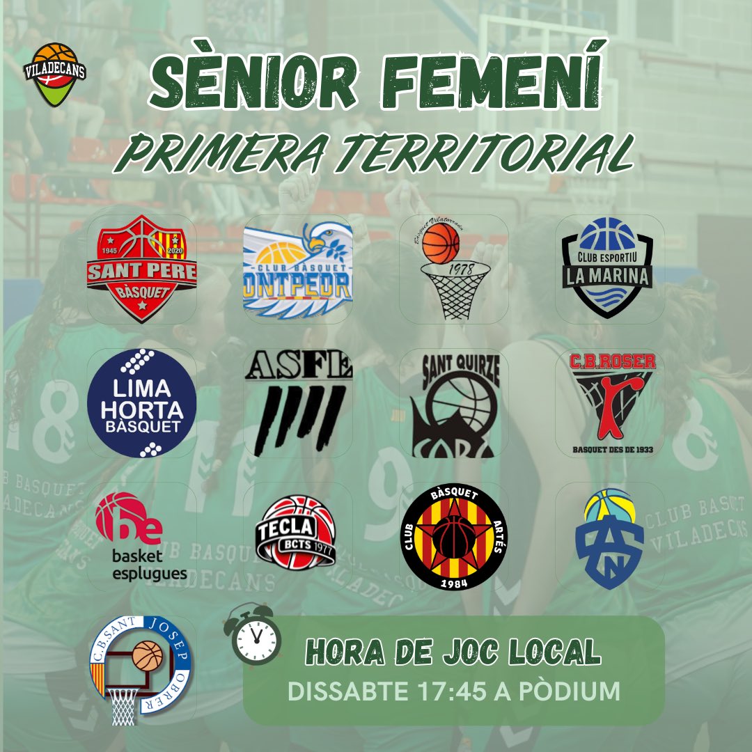 CBViladecans's tweet photo. També us deixem l’horari dels partits que disputaran com a locals perquè us reserveu les dates i ens ajudeu a omplir les graderies! 💪🏼

Aviat començarà una nova temporada plena de reptes, il·lusió i molt bàsquet. Us hi esperem per animar els nostres equips des del primer dia! 💥 https://t.co/15YTk0fBoW