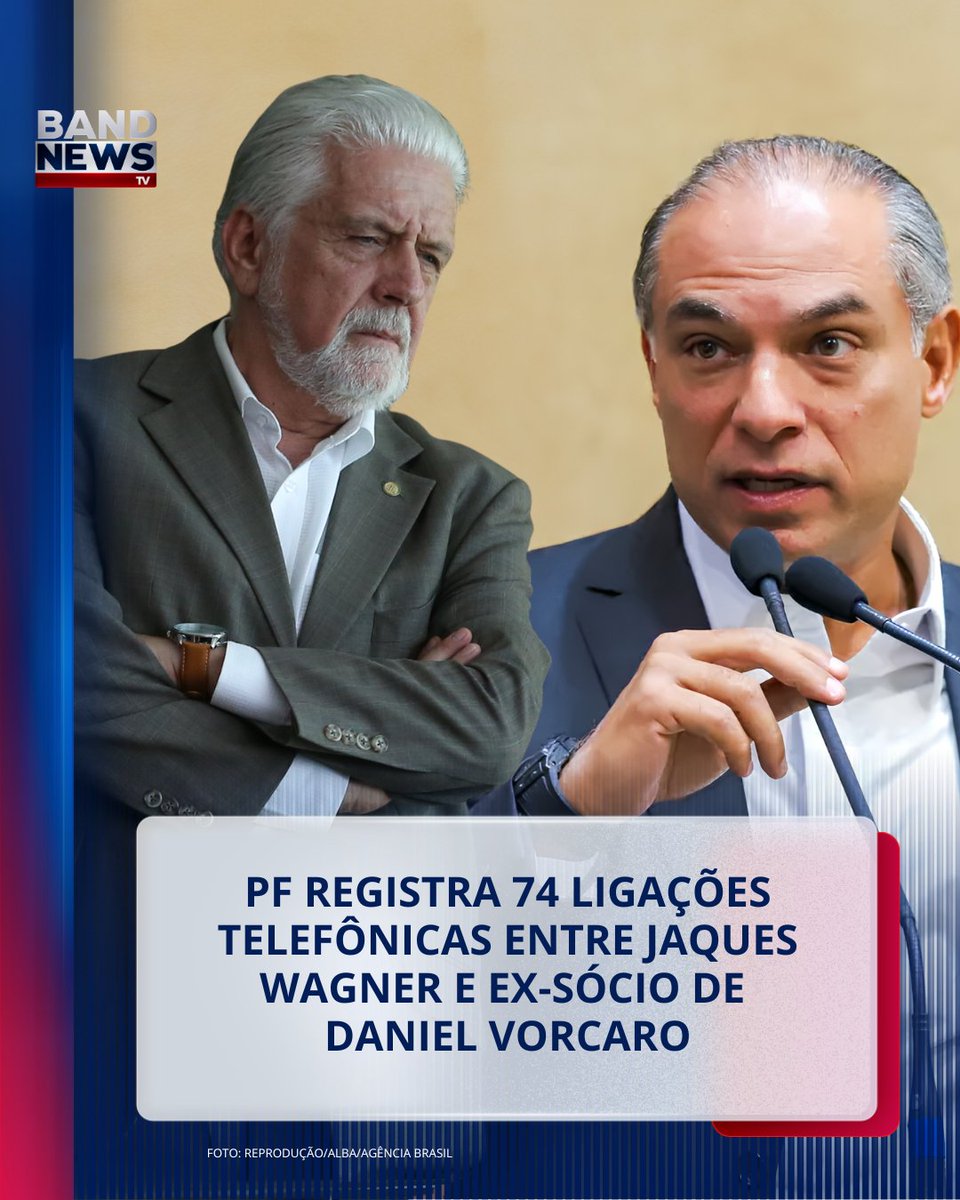 bandnewstv's tweet photo. O ministro do Supremo Tribunal Federal André Mendonça autorizou a Polícia Federal (PF) a monitorar o celular do senador Jaques Wagner (PT) por dez dias. 

A decisão aconteceu no dia 17 de julho, após a suspeita de vazamento de informações privilegiadas da operação da PF sobre o Banco Master. 

Um relatório da autoridade policial cita contatos entre Wagner e um ex-sócio do Banco Master, Augusto Ferreira Lima. Documentos tornados públicos pelo ministro André Mendonça apontam 74 ligações e 5 horas e 30 minutos de conversas entre novembro de 2023 e maio de 2025. 

Em junho, Jaques Wagner foi alvo da 9ª fase da Operação Compliance Zero, que investiga o Caso Banco Master. 

O presidente Lula se reuniu com o senador após o episódio, e logo após o encontro, o parlamentar deixou a liderança do governo no Senado, cargo que foi ocupado pela senadora Teresa Leitão (PT). 

No entanto, Wagner diz que vai provar sua inocência e afirma ter apoio de Lula. 
#bandnewstv #noticias