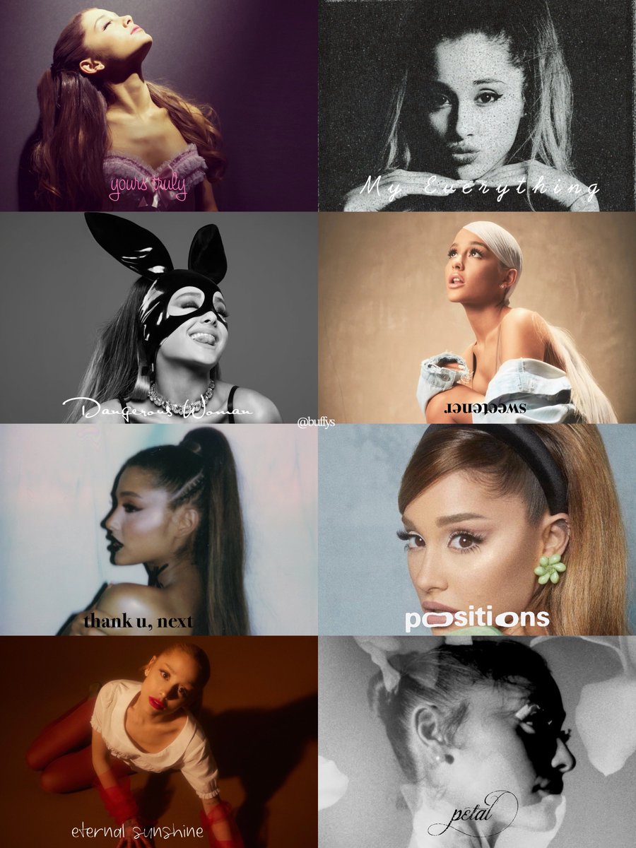 buffys's tweet photo. with the release of petal, rank ariana grande’s albums https://t.co/crpZF4PCn5