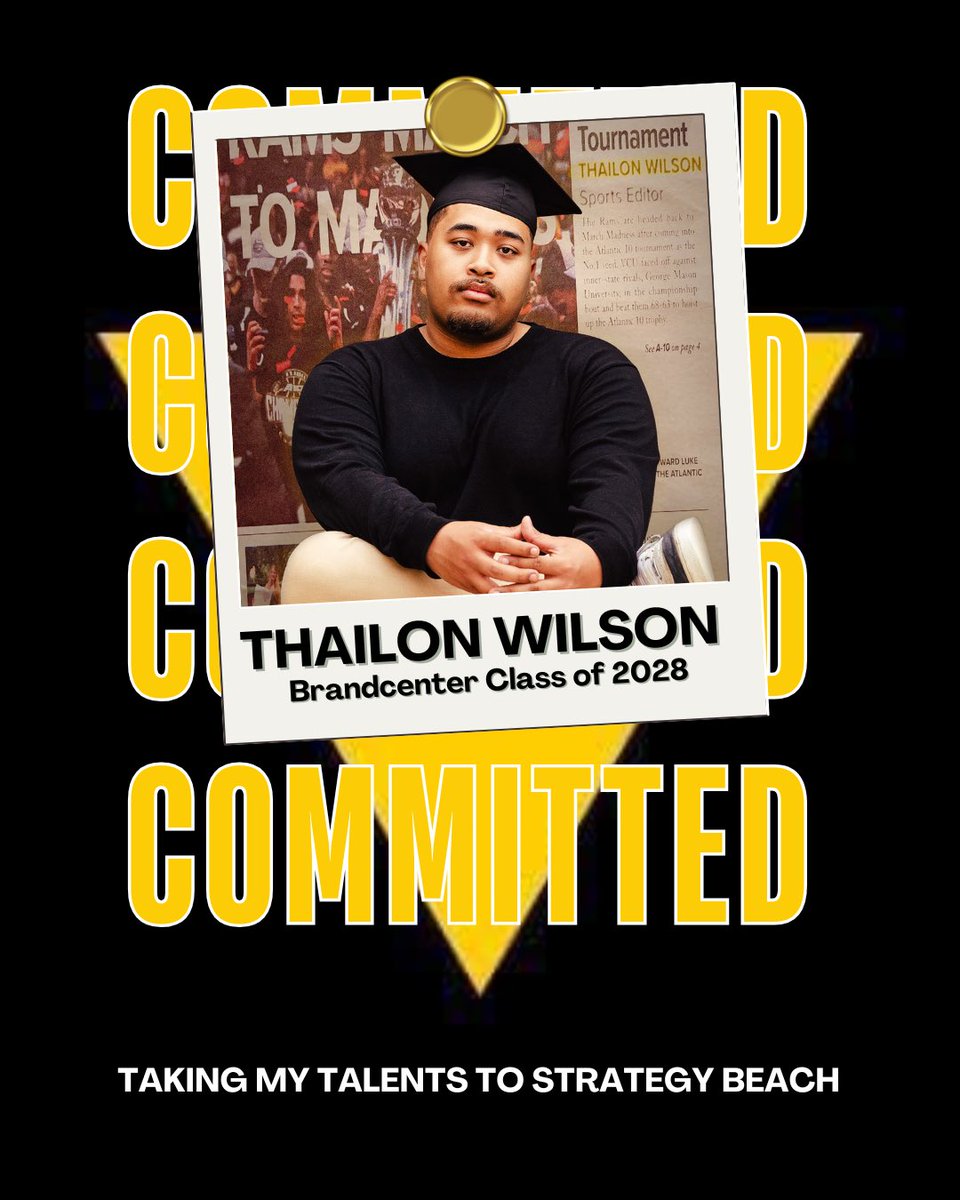 ThaiWilsonCT's tweet photo. 💯 COMMITTED! I will be taking my talents across VCU's campus to VCU Brandcenter as a member of the Class of 2028 Strategy Program to continue my education and  hone my skills as a strategist. #VCU #BrandFam https://t.co/7JmAs59gxb