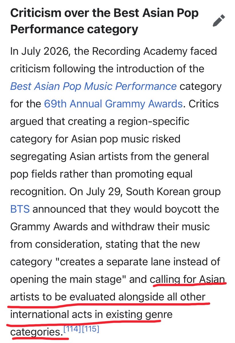 Bangtan_Caramel's tweet photo. The Grammys Wikipedia just updated 🤭

https://t.co/WTcQg4MFR6 https://t.co/gGLSiZylsW