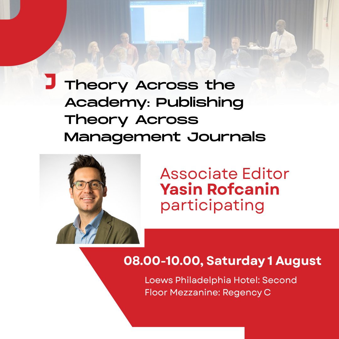 JMS_Journal's tweet photo. Associate Editor Yasin Rofcanin will be participating in tomorrow's event "Theory Across the Academy: Publishing Theory Across Management Journals"

📅 08.00-10.00, Saturday 1 August
📍 Loews Philadelphia Hotel: Second Floor Mezzanine: Regency C

#JMS_journal #collaboration #AOM https://t.co/hENNBYIOAf