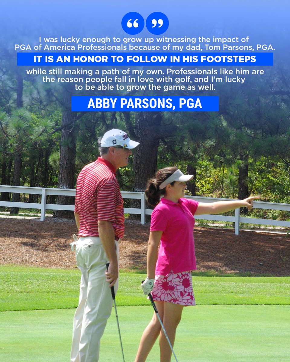 PGA's tweet photo. Abby Parsons, PGA is following in the footsteps of many, while also blazing a path of her own.
#ThankAPGAProDay https://t.co/D5LNgcGx28