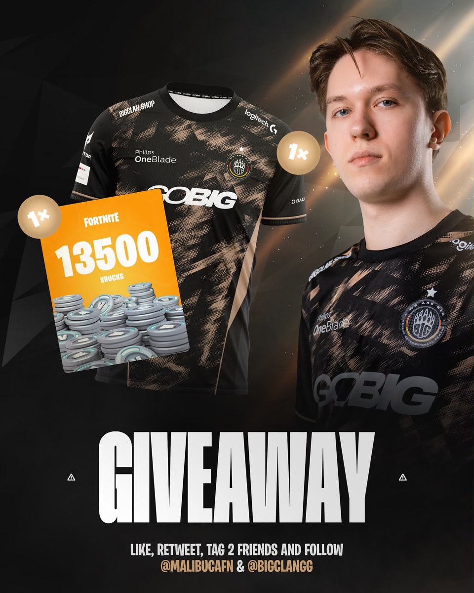 MalibucaFN's tweet photo. FNCS MAJOR 2 GRANDS COMING IN WITH A BIG GIVEAWAY! 🏆

13.500 vbucks 
1x BIG Fortnite Jerseys 

-  Follow @malibucafn &amp; @bigclangg
-  Tag 2 friends
-  Like &amp; retweet 

🚨ONLY EU🚨 https://t.co/1eBZs9Erjf