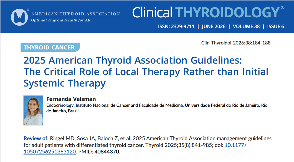 clinicalthyroid's tweet photo. Reviewing the new 2025 ATA #Guidelines for #DTC. This time, Dr. Vaisman reviews when the local rather than systemic needs to be considered for advanced #thyroidcancer. Click, read, or download. 

https://t.co/NNDIj9YMNV

#medtwitter #endotwitter #thyroid #RAIR #TKI https://t.co/d6qPdTYQii