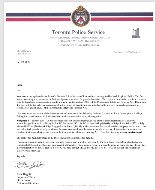 Beaf333's tweet photo. Fan mail received today from the Toronto Police Service... https://t.co/GE23iUOpYa