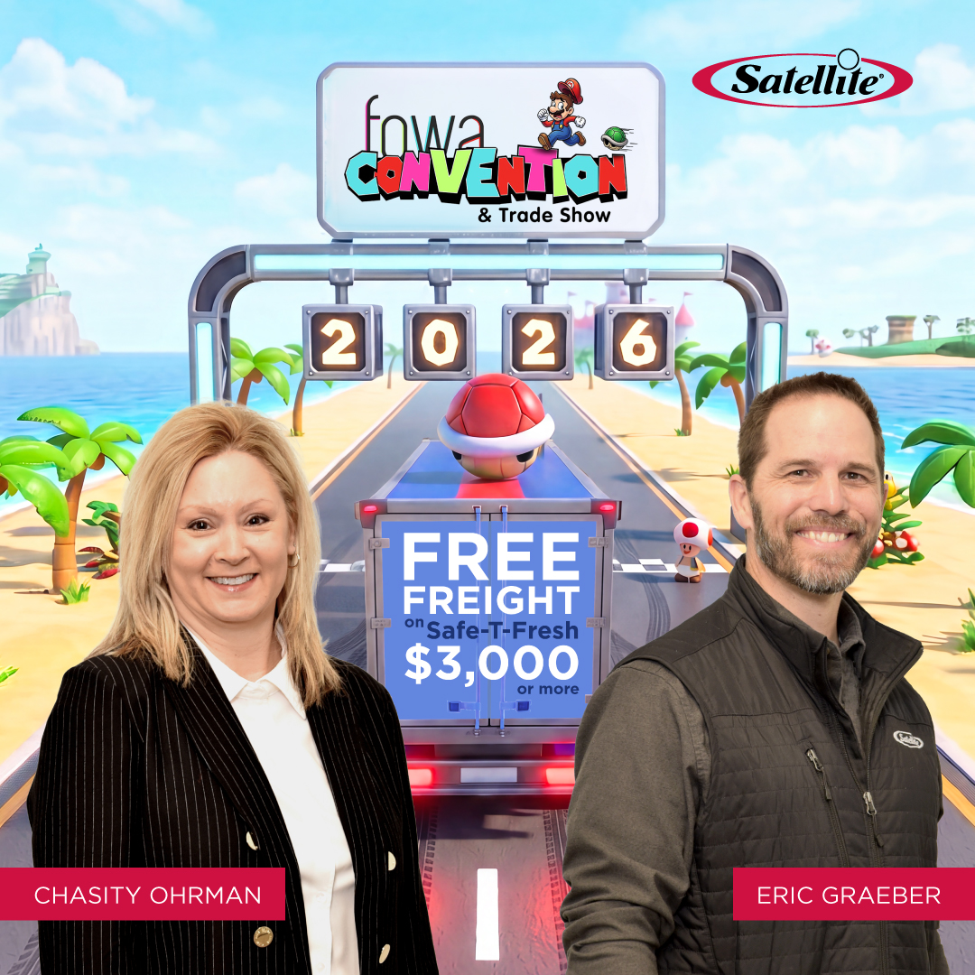 satindustries's tweet photo. FREE freight on U.S. Safe-T-Fresh orders of $3,000+. Only at FOWA 2026.

Visit Booth 410 to connect with Eric Graeber and Chasity Ohrman and learn more about our latest portable sanitation solutions.

https://t.co/V9p24sePAD

#SatelliteIndustries #FOWA2026 #PortableSanitation https://t.co/HTmHvrLyGh