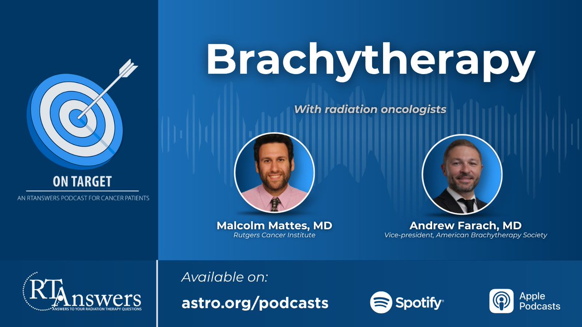 RTAnswers_org's tweet photo. 🎙️ New episode of #OnTarget: Brachytherapy

This episode provides a broad overview of the use of brachytherapy for a variety of malignancies. 

Listen on Spotify: https://t.co/SY8COEgBvA
Listen on Apple Podcasts: https://t.co/HyMZRXo07e
Listen online: https://t.co/m9DTh1ev7J https://t.co/t4c0uaLbTD