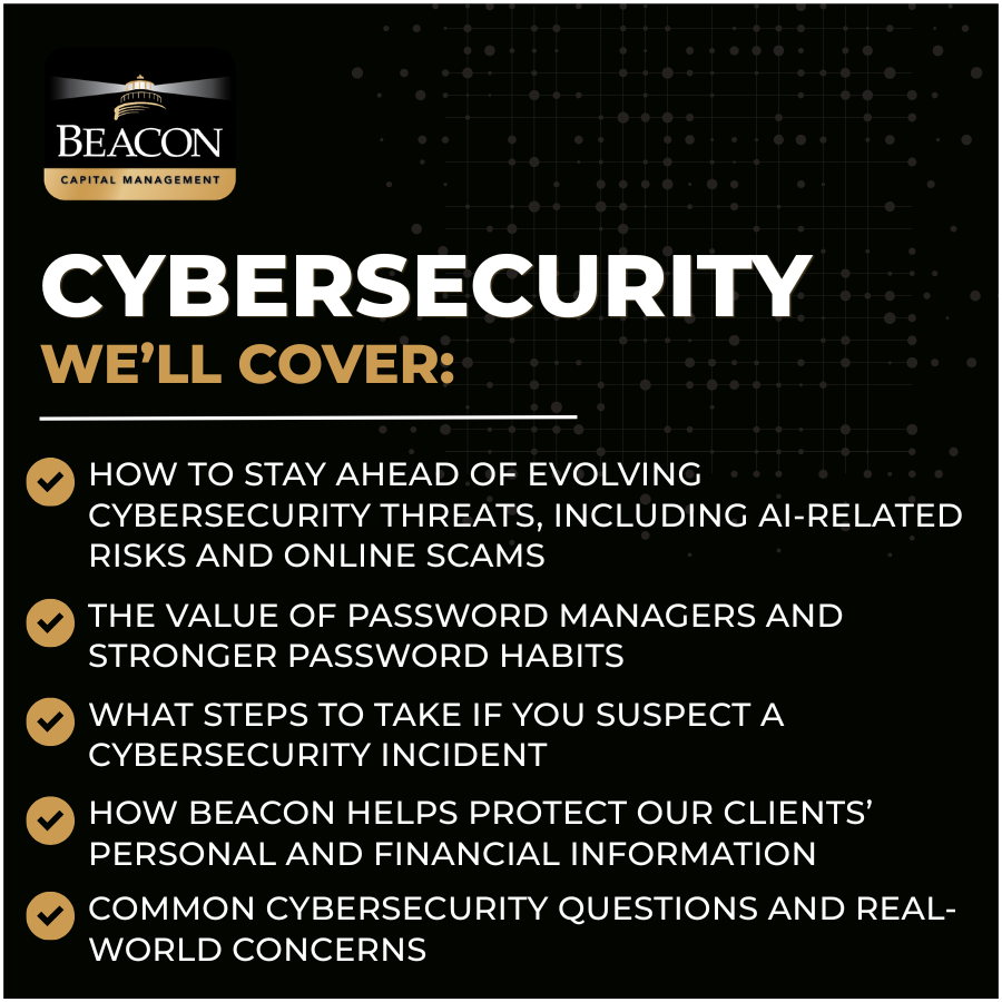 BeaconCapitalM's tweet photo. At our upcoming Cybersecurity Seminar, we’ll cover practical topics designed to help you feel more confident online. Join us Wednesday, August 26, at the Marriott Cool Springs.

Register here: https://t.co/3SHKWqgF0m https://t.co/TILrIGvfYq