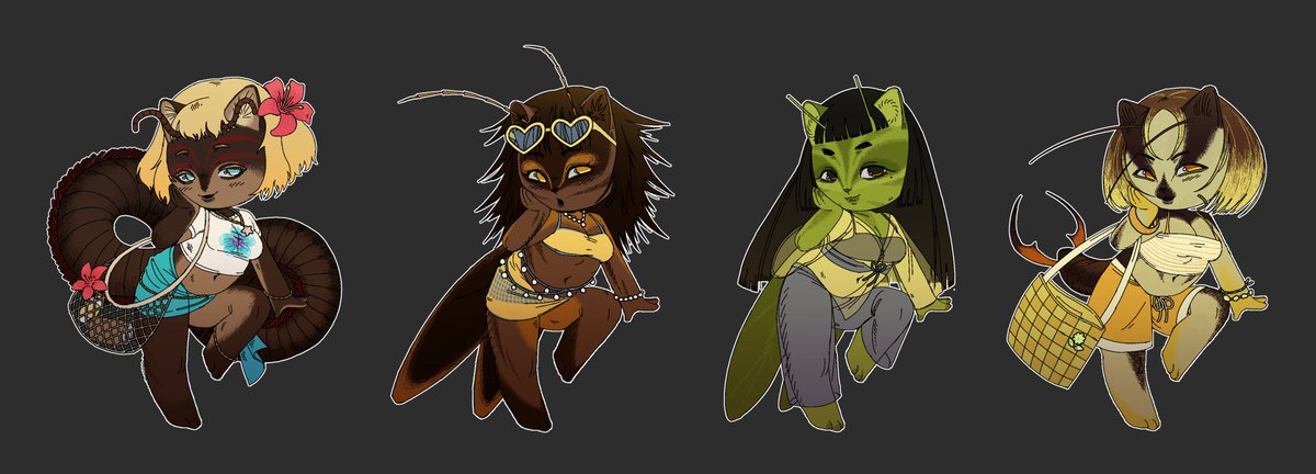 Anchousas's tweet photo. @whattthemango I draw adoptable monster girls with ethnic vibes from different cultures. I also have a giveaway running for cute bug-cats right now 😼🪲 https://t.co/v8QnP2wWl2