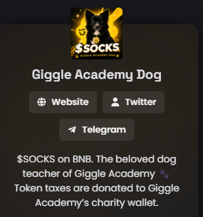 giggle_socks's tweet photo. We have updated the Dexscreener socials for $SOCKS.

https://t.co/6AHgSLh2ja https://t.co/afHrYTHMU5