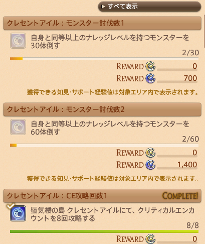 aquarialicia's tweet photo. 攻略手帳にチェイン対象モブ討伐で経験値ももらえるので消化忘れずに！#FF14 #クレセントアイル https://t.co/4pWccKB4x6