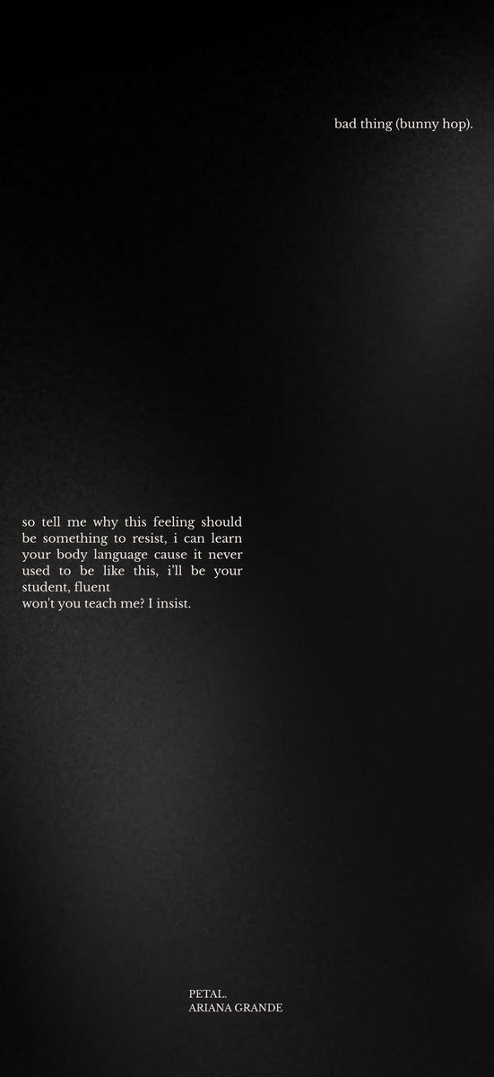 unlockscreen's tweet photo. — Ariana Grande | Petal Lyrics wallpapers

like I do | never get over me | bad things (bunny hop) | nowhere, nobody ꕤ

like &amp; rt if you use it!! /bel https://t.co/mJc4EJeNOR