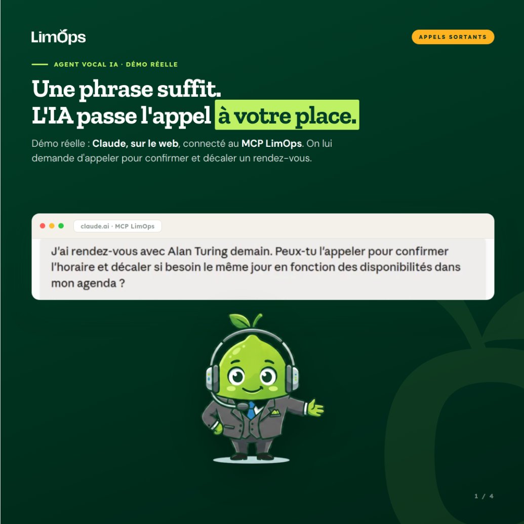 LimOpsFR's tweet photo. Avec le serveur MCP @LimOps, vous pouvez désormais donner à @MistralAI, @claudeai, @GeminiApp ou encore @ChatGPT le pouvoir de passer des appels téléphoniques 📞

Pour confirmer des rendez-vous, effectuer une enquête de satisfaction ou n'importe quoi d'autre ! https://t.co/uym5flObgl