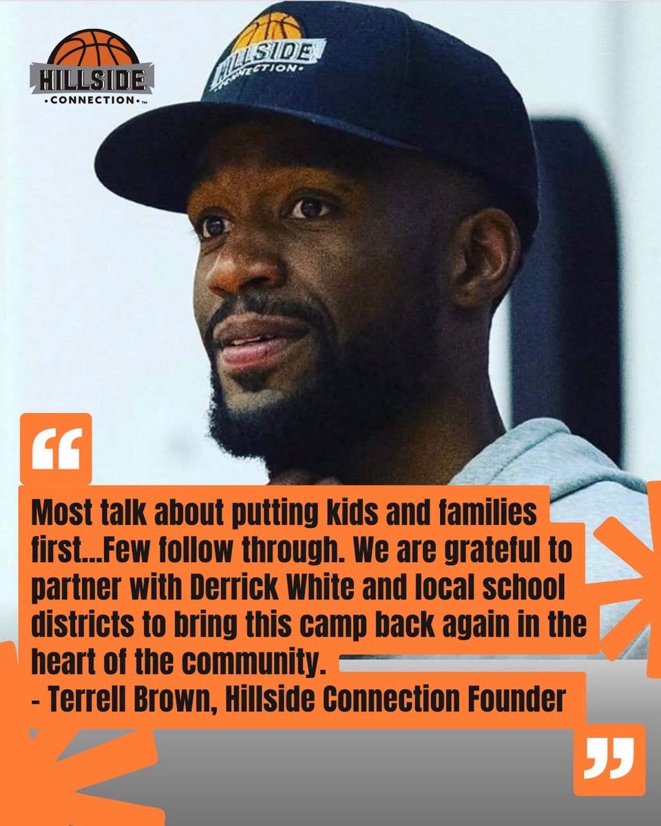 Hillsidestrong_'s tweet photo. Terrell Brown and Hillside Connection are committed to turning words into action. 🙌🏽

Proud to partner with Derrick White, local school districts, and our sponsors to bring opportunity through basketball to local youth.

See you Sunday! 🏀

#HillsideConnection #DerrickWhite https://t.co/KgExsJ6m2o