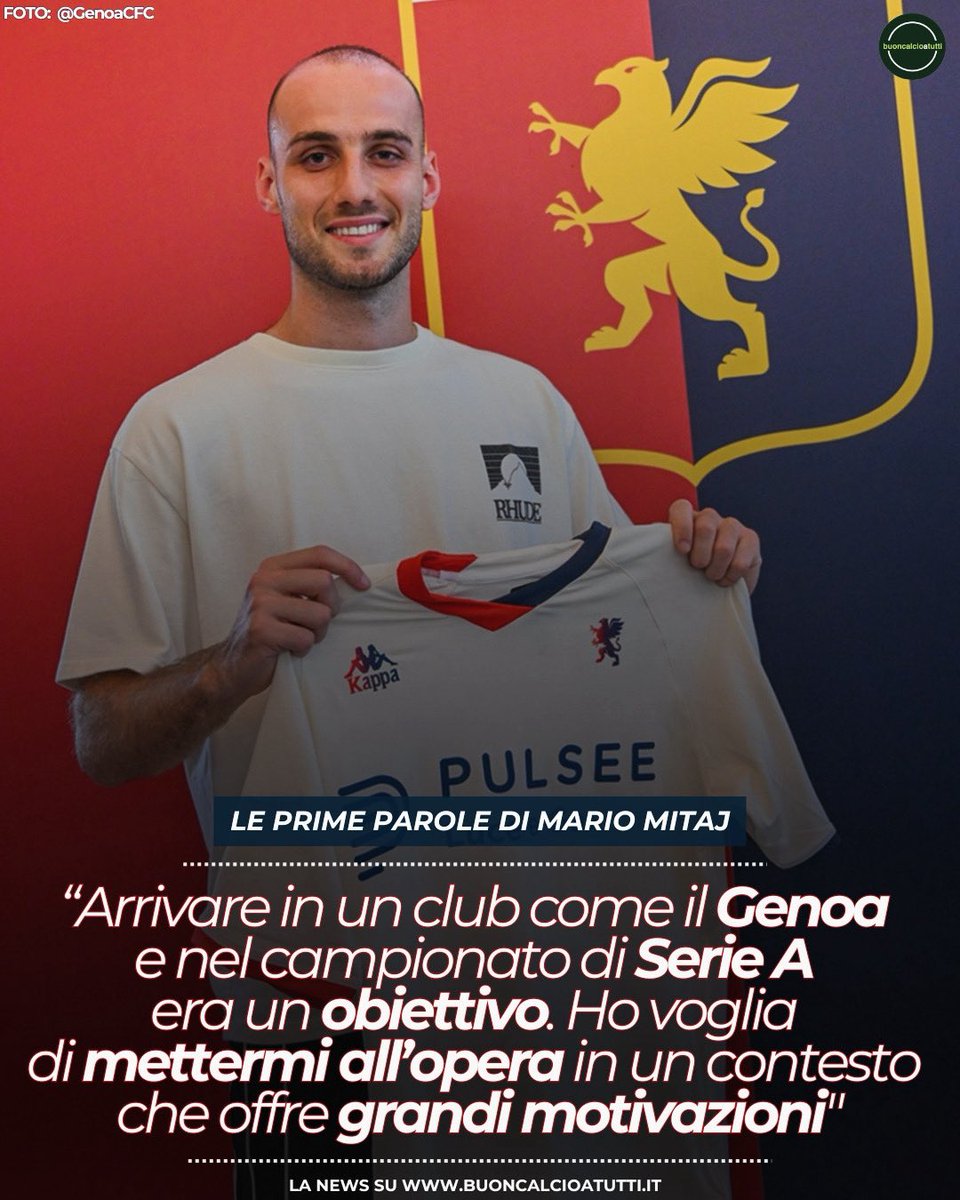 buoncalcio's tweet photo. 🗯️🔴🔵 𝐌𝐈𝐓𝐀𝐉: “Ho voglia di mettermi all’opera in un contesto che offre grandi motivazioni”
👉🏻 Le dichiarazioni su https://t.co/DQBgfHpmRL
➡️ #Genoa #SerieA #Mitaj #calciomercato #AlIttihad https://t.co/TaMOrfruuc