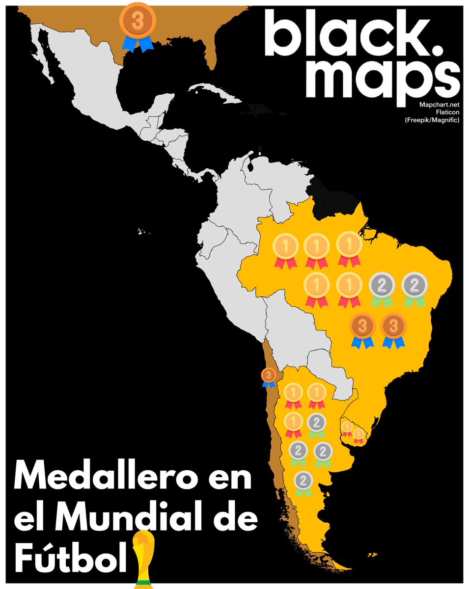 maps_black's tweet photo. Medallero en los mundiales de fútbol https://t.co/Zg4Hlm3jSb
