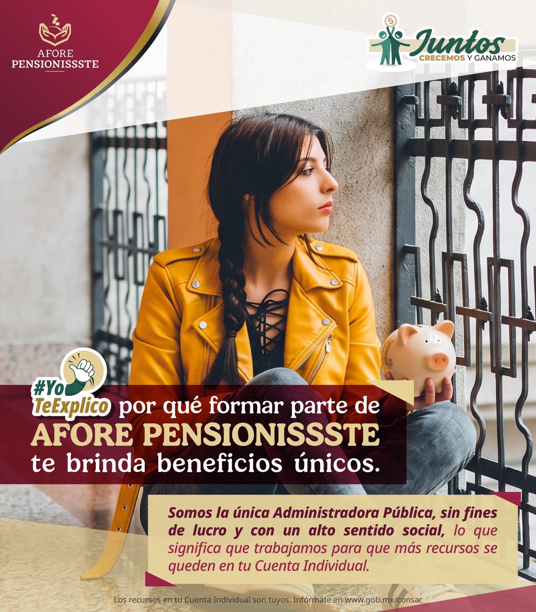 PENSIONISSSTE_'s tweet photo. 💰 ¡En AFORE @PENSIONISSSTE_  tus beneficios pueden regresar a ti! 💰

Descubre cómo este beneficio puede ayudarte a hacer crecer tu Cuenta Individual y por qué miles de personas trabajadoras confían en nosotros. 🙌

👉 Infórmate, conoce los beneficios de ser parte de AFORE PENSIONISSSTE y acércate a nuestros Centros de Atención.

💬 ¿Tienes dudas? Déjalas en los comentarios y con gusto te orientamos.
#YoTeExplico