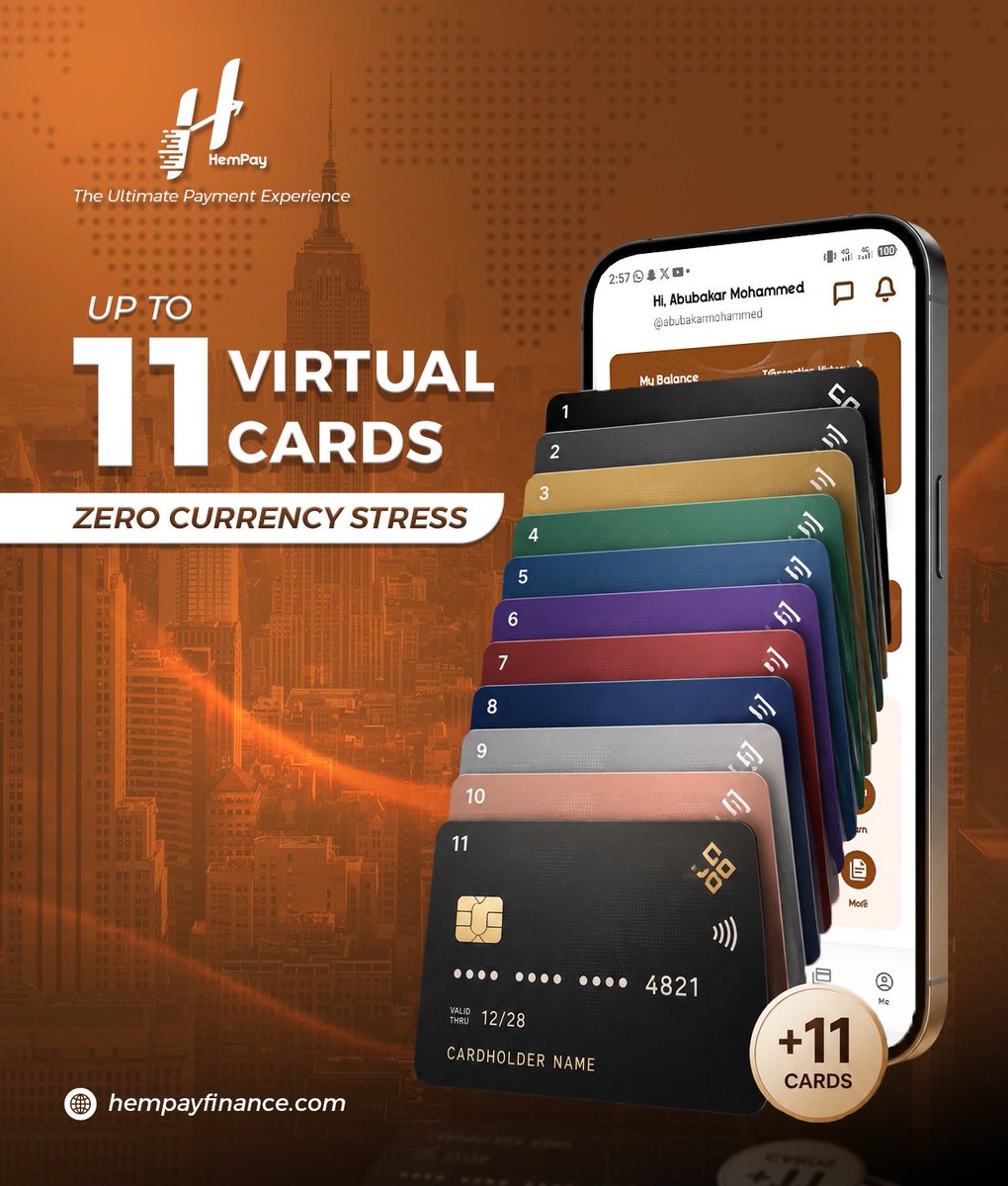 hempayfinance's tweet photo. From online shopping to international payments, HemPay gives you the freedom to create up to 11 different currencies that fit your lifestyle.
Spend smarter. Stay in control.
#HemPay #VirtualCard #Fintech #DigitalPayments #GlobalPayments #Tech https://t.co/j9yFgMIisb