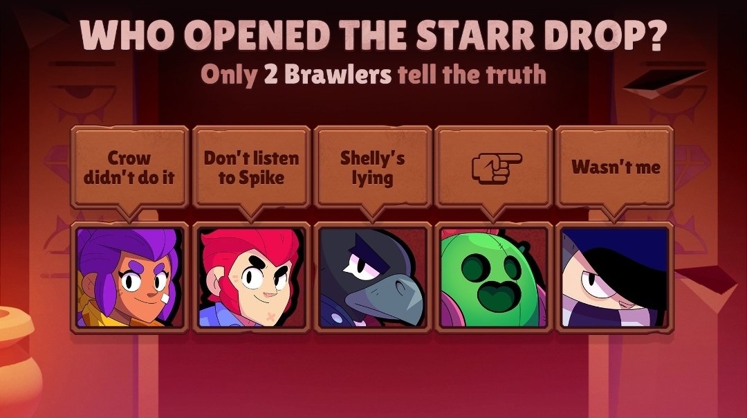 7adamm7's tweet photo. @BrawlStars Edgar did it, Crow and Shelly are stack at a Paradox, From what colt says spike is lying when he tells that edgar is saying "It wasnt me".

#BrawlStars #EscapePyramidQuest https://t.co/U459nxaUjI