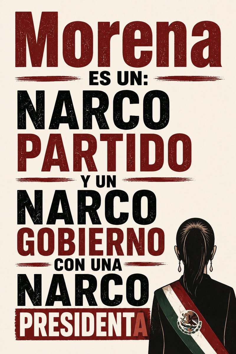 Halialuz's tweet photo. Morena es un 🔴👇 

NARCO PARTIDO

Y un

NARCO GOBIERNO 

Con una 

NARCO PRESIDENTA  ‼️

#NarcoPartido https://t.co/1b31tpRCBk