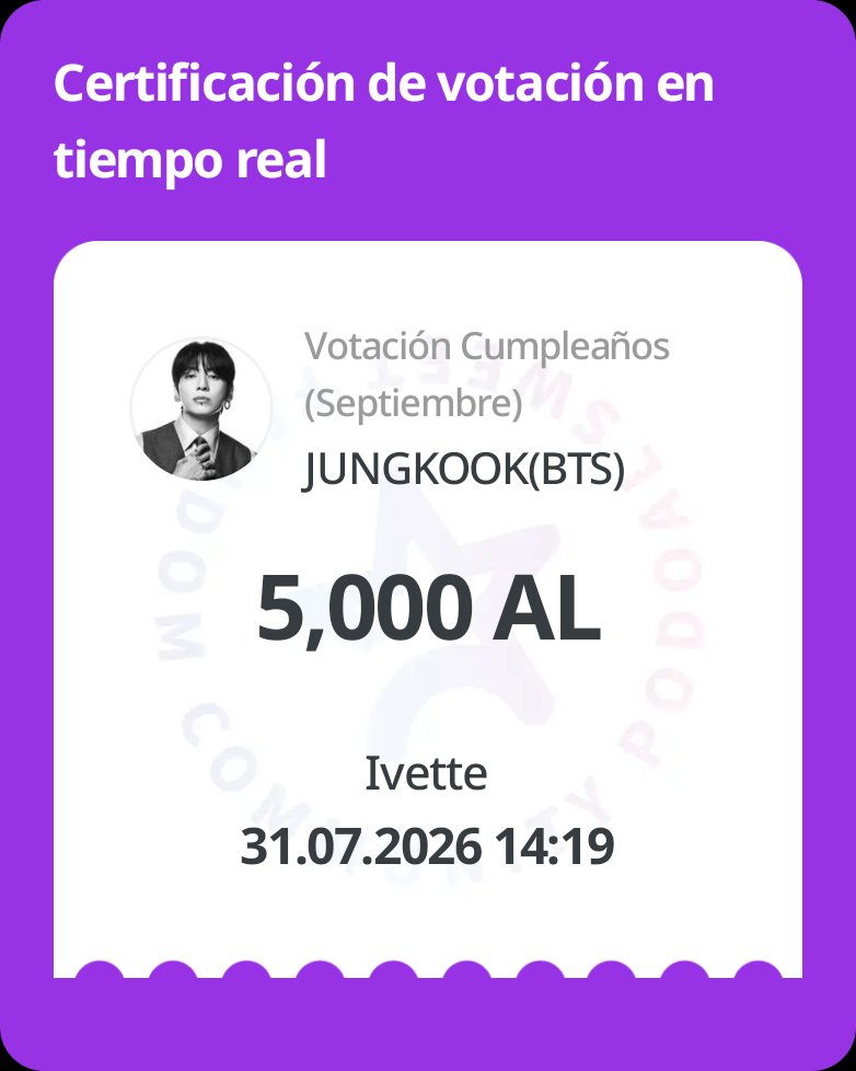 34Igro's tweet photo. 🍇포도알 (PODOAL)
2026.07.23 ~ 2026.08.06
Votación Cumpleaños (Septiembre)
Acabo de votar con
5000AL por JUNGKOOK(BTS)!❤️
¿Te unes para apoyarlo(a) conmigo?

https://t.co/JuOWNuITWp https://t.co/wAiLfpkUlN