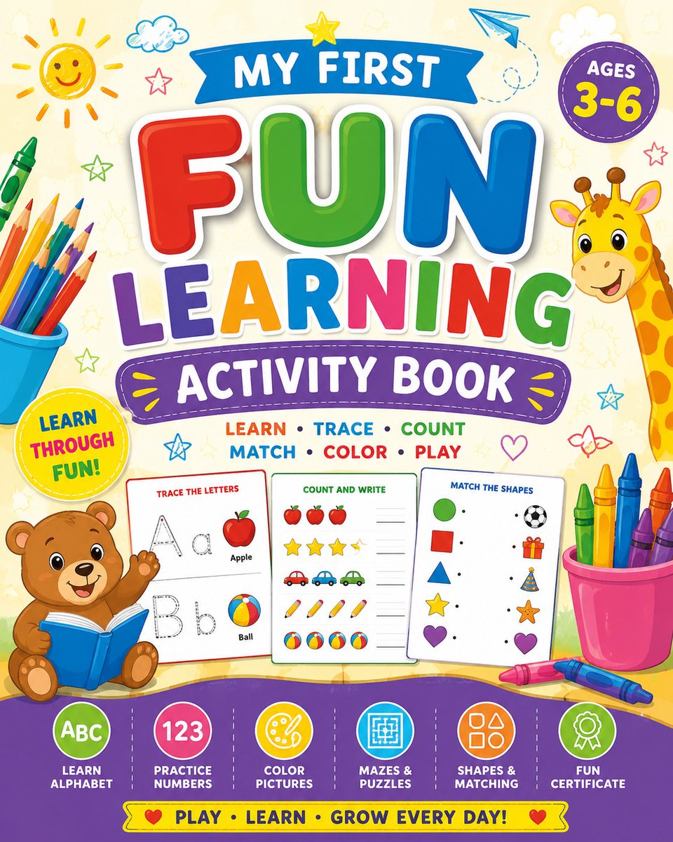 Abednego311516's tweet photo. Make learning FUN! 🧩🎨📚
Our Kids Activity Book is packed with tracing, counting, coloring, matching & puzzles for ages 3–6. ❤️
👉 Get yours here: https://t.co/UKxcAQnuFm
#KidsActivities #PreschoolLearning #ActivityBook #LearningThroughFun #DigitalProduct https://t.co/Uj7dMEYp19