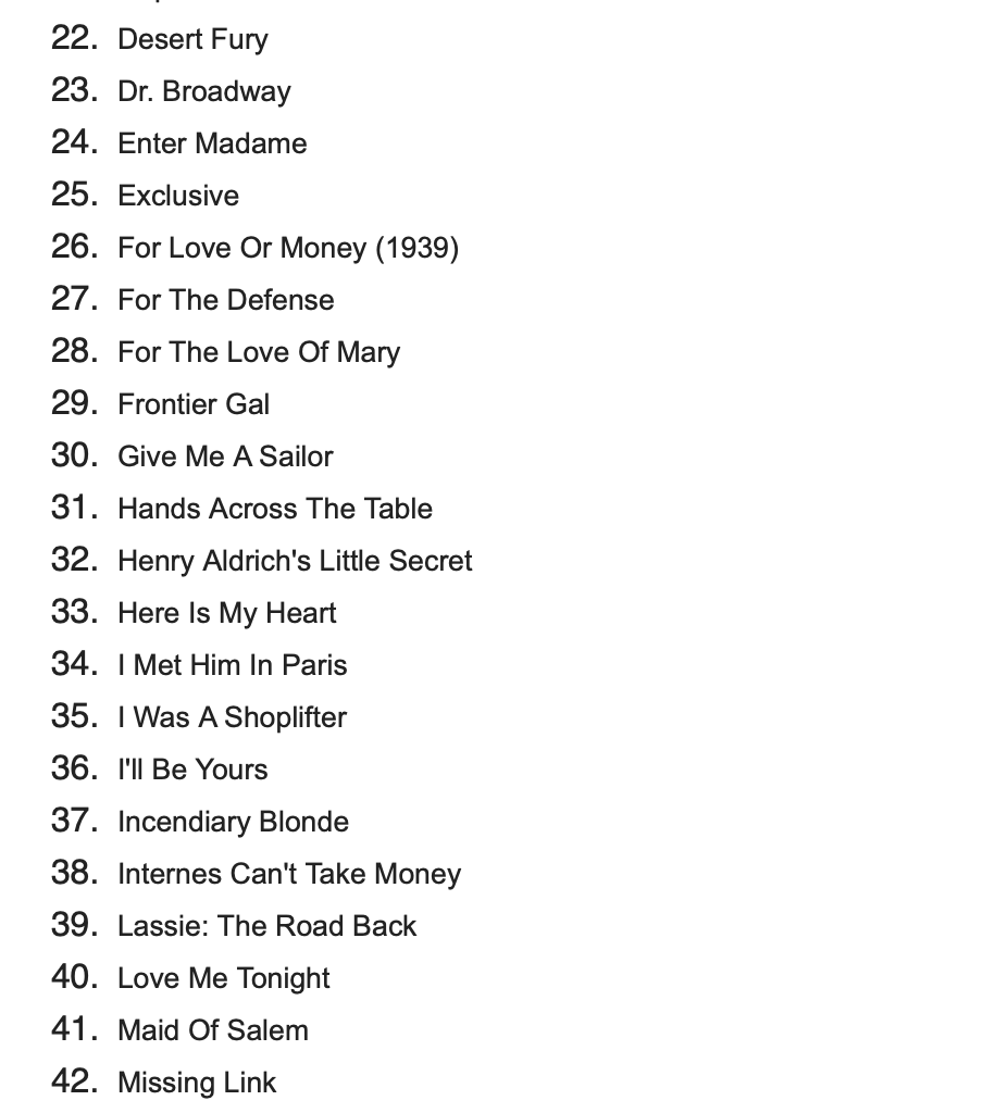 CerealMidnight's tweet photo. 42 more Universal-controlled movies are hitting digital for the very first time today. Several titles (Café Society, Chartroose Caboose, Henry Aldrich’s Little Secret, For Love or Money (1939), Congo Crossing, Missing Link, and Incendiary Blonde) have never had a disc release. https://t.co/ebKRwQodnc