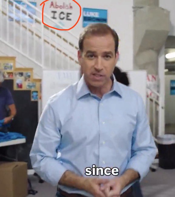 libsoftiktok's tweet photo. Democrat CT Congressional candidate Luke Bronin poses in front of “abolish ICE” sign at his campaign HQ just days after a Connecticut cop was murdered by an illegal alien https://t.co/BOPOSGdVCN