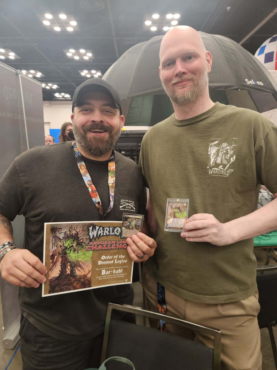 WarlordCCG's tweet photo. Congratulations to Jared Osburn on clearing stage 1 of Bar-kahl with Alrayn Gaunt!!

As Bar-kahl transformed, King Xod fell into Alrayn’s ranks and into Jared’s hands to keep. https://t.co/frZR0xW6xF