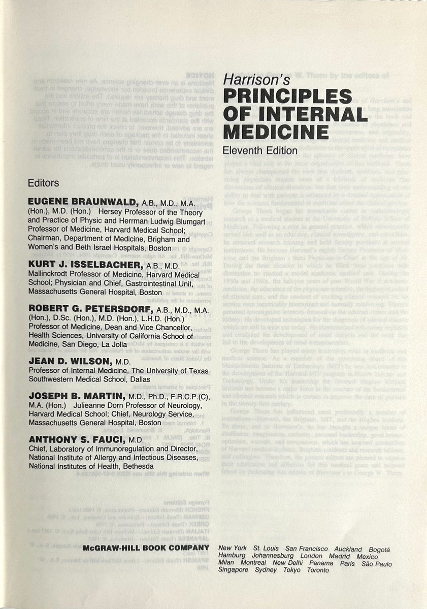macNeuro's tweet photo. This is my Harrison 1987 edition. Anthony Fauci existed long before the mass of idiots who contest him had ever heard of medicine. https://t.co/pZJY8mE7dU