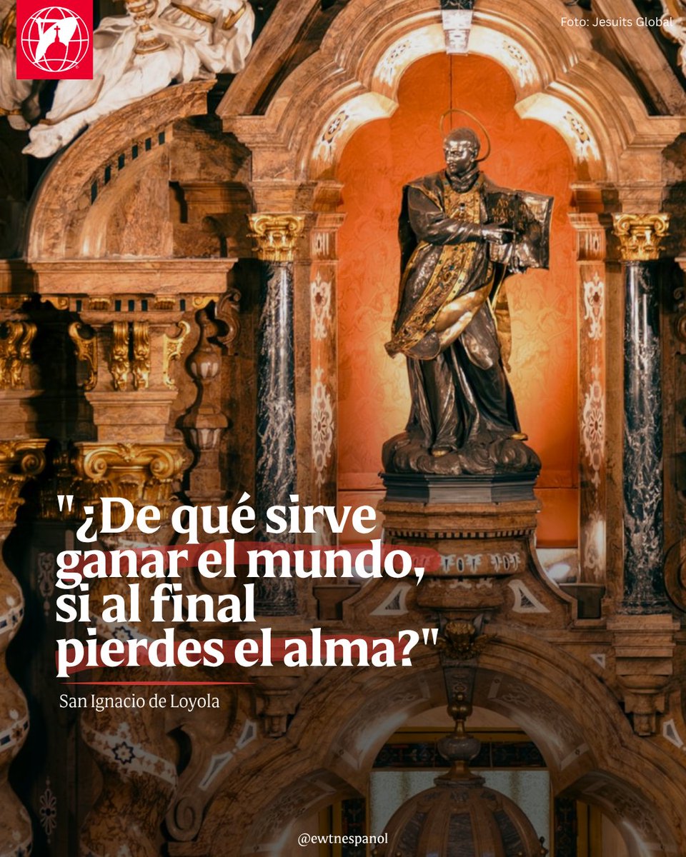 EWTNespanol's tweet photo. ¿Vives angustiado con muchas actividades y proyectos y dejando los espacios de oración a un lado? 
Sigamos este consejo que nos comparte San Ignacio de Loyola: "¿De qué sirve ganar el mundo, si al final pierdes el alma?". https://t.co/p1bs1HhxtL