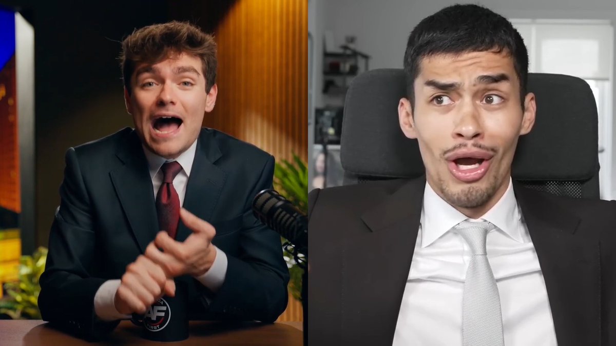 coryunbroken's tweet photo. my Analysis on the situation because they are my peers and i know both from different eras of my life:

Sneako is always very respectful and compassionate. he tried goyim united for months even years. and he put nick on. Nick was an irrelevant 100 viewer andy.

Meanwhile Nick Fuentes    incites violence on him, wishes missiles on him, laughs at threats at Sneako.
makes up lies on him and insults his Faith Islam.

Sneako is a Good man, i have seen his development, From redpill to islam. Allah guides whom he wills.

 he is a role model to many young people out there.

And i witnessed Nicks deterioration as well since High school.

at first he was just a Debate bro and Libertarian.

Nick Fuentes however deteriorated and became more evil and deranged...

now he became a monster mentioned in 3 mass shooter manifestos